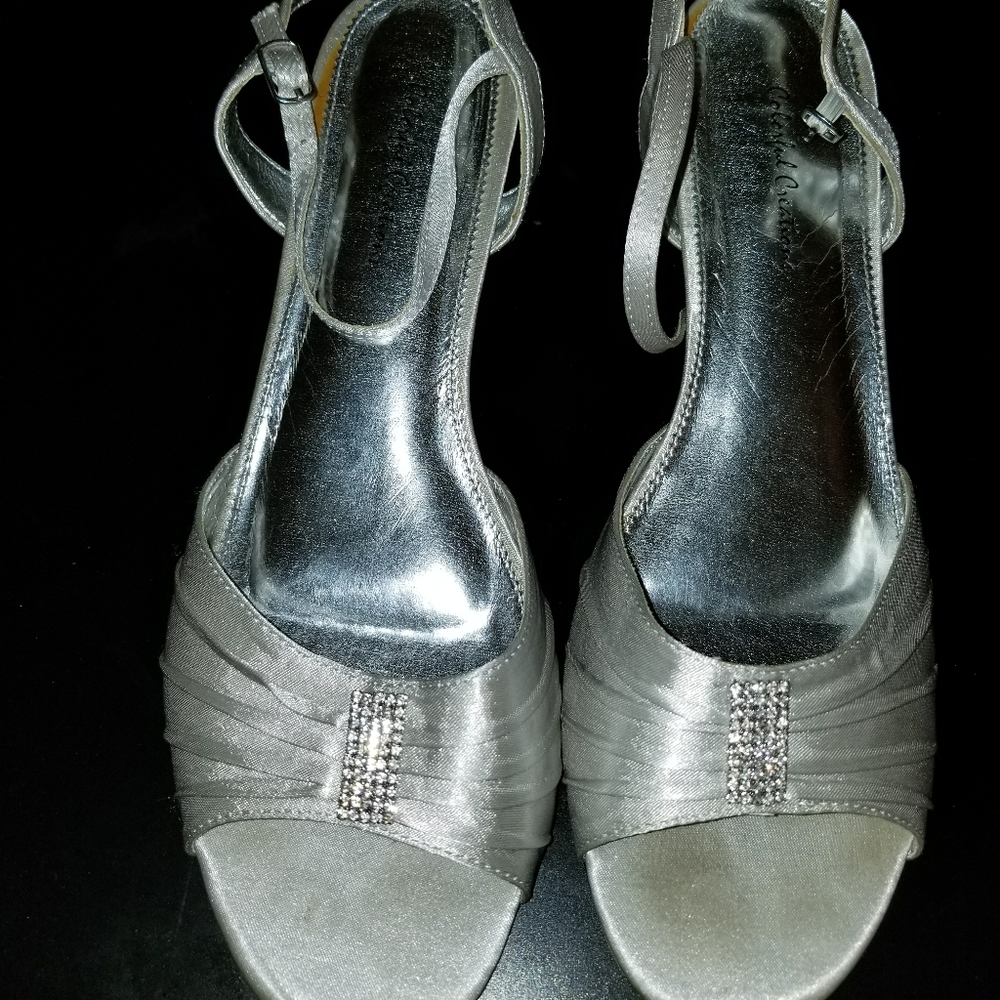 Creative Creations Silver Kitten Heel Sandals